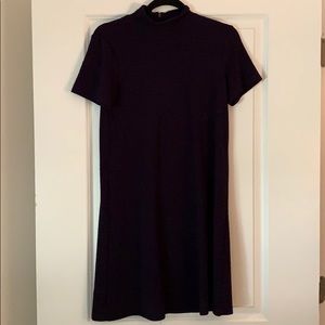 Navy blue swing dress with high neck